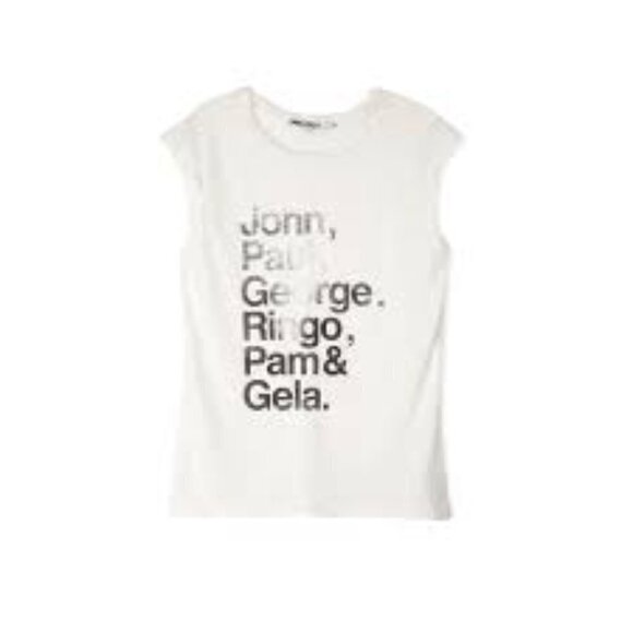 Pam & Gela | Beatles Name List Graphic Band Tee Distressed T-Shirt White Size M - Picture 2 of 12